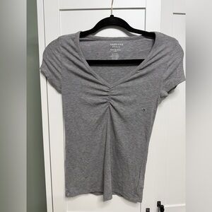 American Eagle Outfitters Charcoal Soft and Sexy rib Short Sleeve Tee
